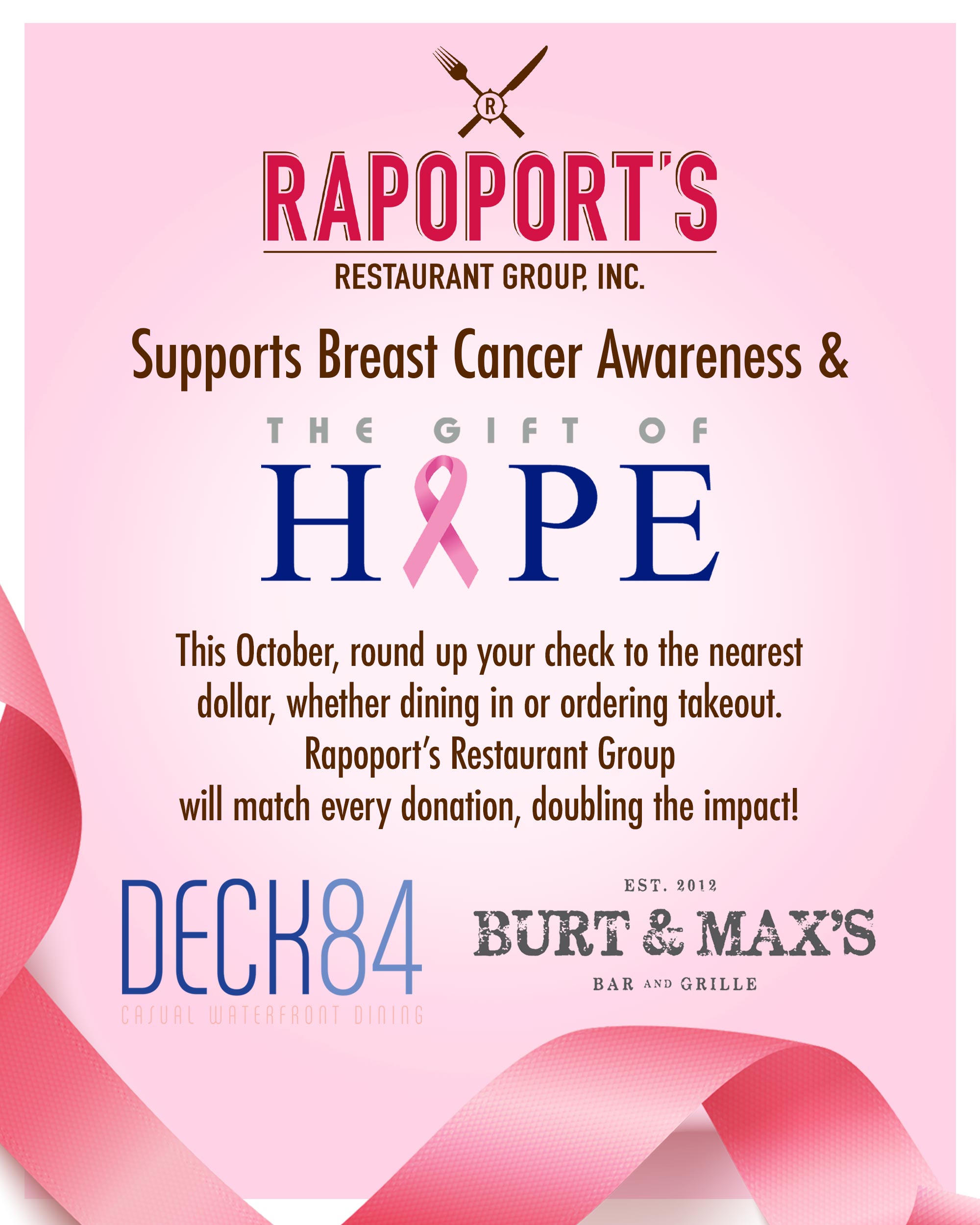 Rapoport's restaurant group for the Gift of Hope Breast Cancer Foundation 2024 October